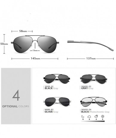 Aviator Photochromic Sunglasses Polarized Lens for Men and Women Outdoor 100% UV Protection - Silver - CR199AYI239 $27.48