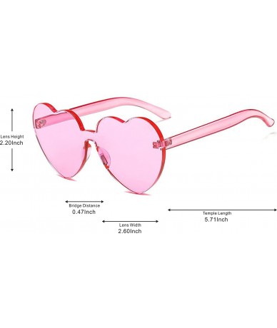 Square Heart Shape Rimless One Piece Clear Lens Color Candy Sunglasses - Pink - C018EH378ZH $19.49