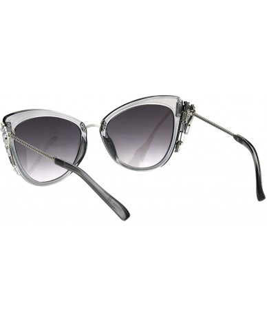 Butterfly Womens Butterfly Frame Sunglasses Jeweled Side Fashion Shades UV 400 - Grey (Smoke) - CH18OMA265W $23.22