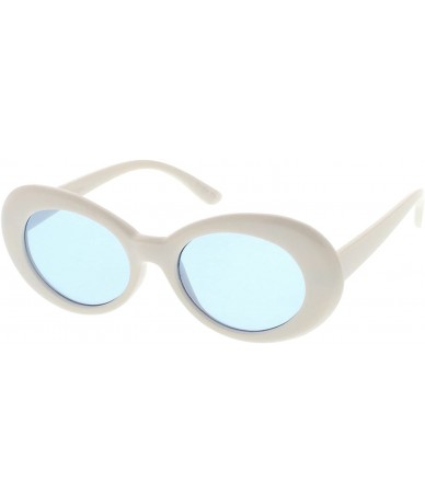 Goggle Clout Goggles Glasses Oval Sunglasses with Retro Bold Mod Thick Framed Round Lens 51mm - White / Blue - CI17AYYEX34 $1...