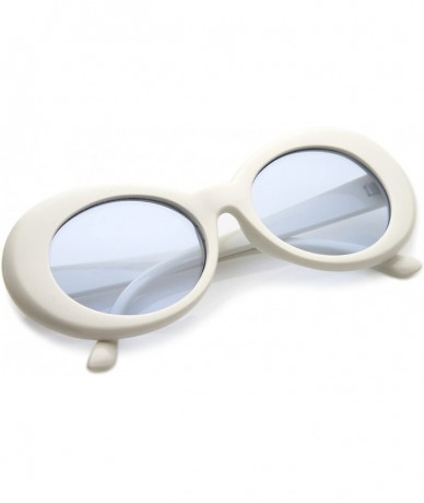 Goggle Clout Goggles Glasses Oval Sunglasses with Retro Bold Mod Thick Framed Round Lens 51mm - White / Blue - CI17AYYEX34 $1...