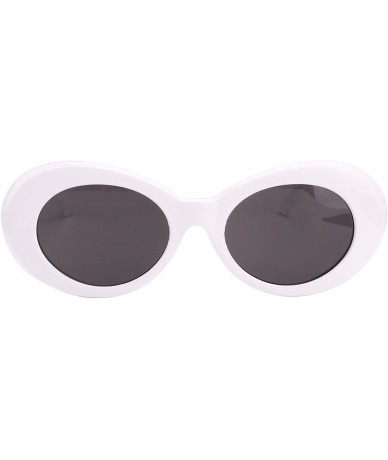 Sport Womens Mens Cat Eye Bold Retro Oval Sunglasses Thick Frame - White / Grey Lens - CN186X98NY2 $19.06