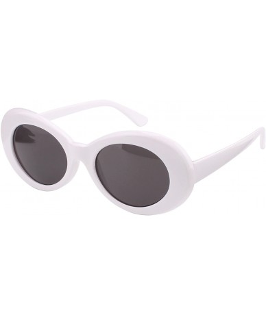 Sport Womens Mens Cat Eye Bold Retro Oval Sunglasses Thick Frame - White / Grey Lens - CN186X98NY2 $19.06