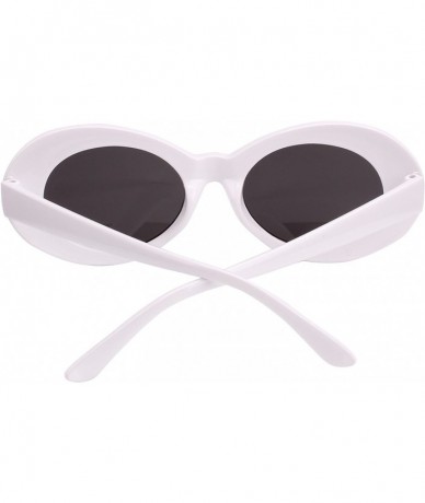 Sport Womens Mens Cat Eye Bold Retro Oval Sunglasses Thick Frame - White / Grey Lens - CN186X98NY2 $19.06