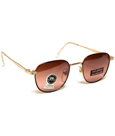 Oval Small Rectangular Retro Vintage Fashion Sunglasses Gold Black Metal Frame Brown Gradient Lens - C611RDZGNNF $18.84