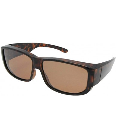 Round Medium Fit Over Polarized Sunglasses F27 - Tortoise Frame-amber Lenses - CE188QL9Q6K $32.74