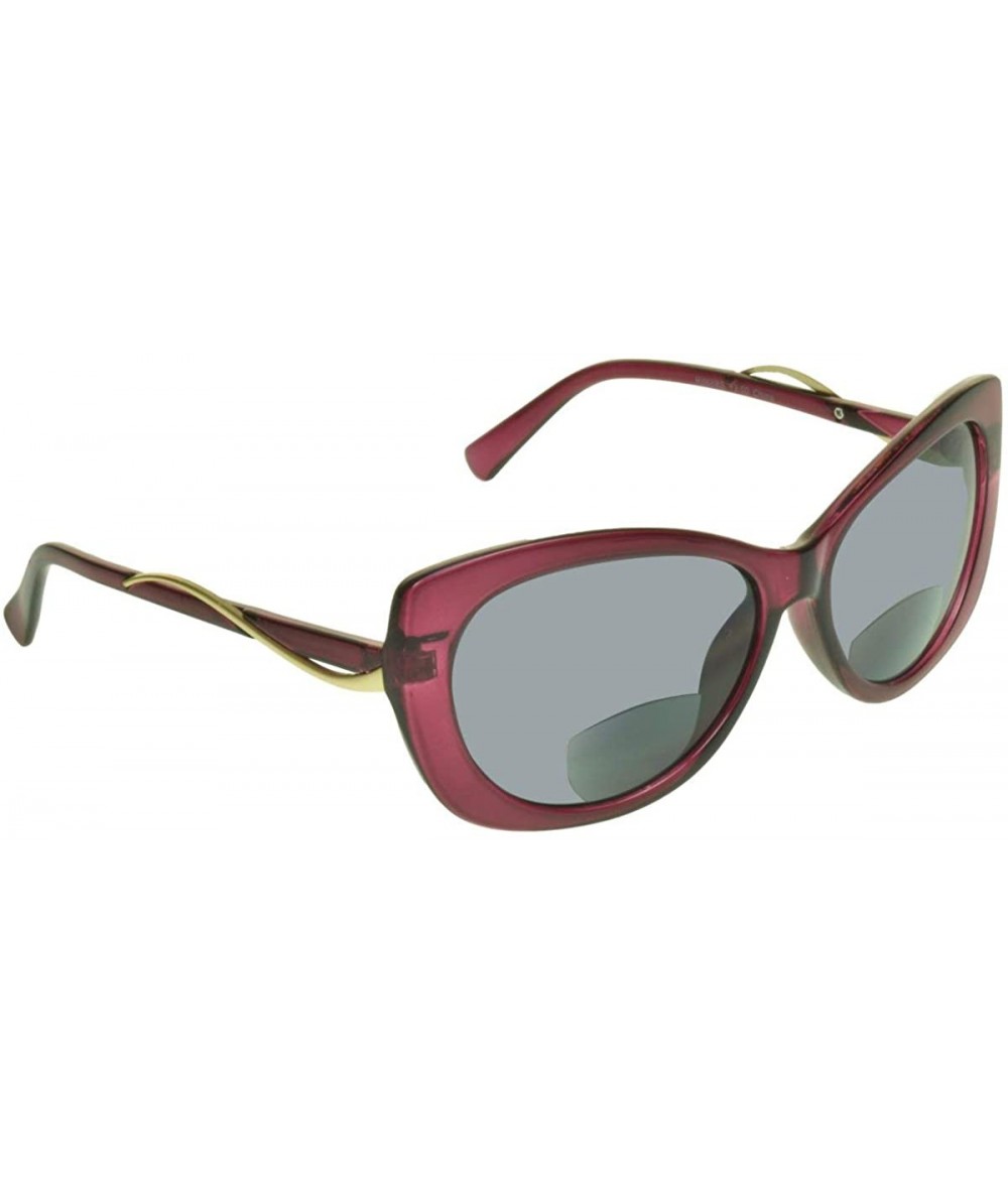 Oversized Womens BIFOCAL Sunglasses Sun Readers with Cat Eye Fashion Oversized Sexy Frame - Plum - CH18D4UWCC6 $38.25