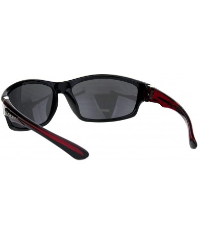 Sport Mens Xloop Sunglasses Oval Wrap Around Sporty Design Shades UV 400 - Black Red - CO18QXOEDK4 $19.72