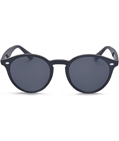 Wayfarer Vintage Polarized Horn Rimmed Round Circle Sunglasses UV400 Protection - Black/Gray - CM188KXOYLW $21.63