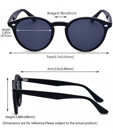 Wayfarer Vintage Polarized Horn Rimmed Round Circle Sunglasses UV400 Protection - Black/Gray - CM188KXOYLW $21.63