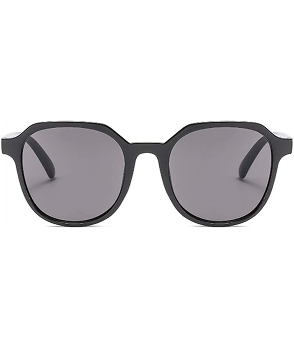 Round Unisex Sunglasses Retro Bright Black Grey Drive Holiday Round Non-Polarized UV400 - CO18RLXWSO6 $17.69