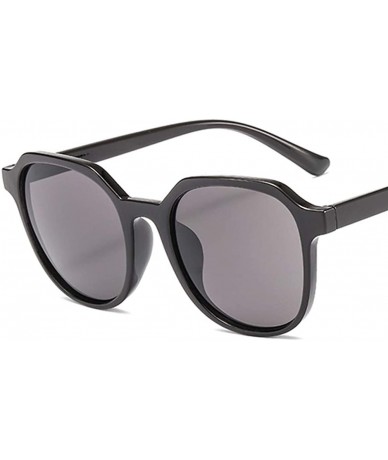 Round Unisex Sunglasses Retro Bright Black Grey Drive Holiday Round Non-Polarized UV400 - CO18RLXWSO6 $17.69