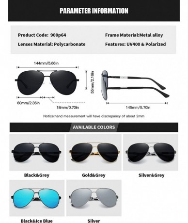 Aviator Driving Aviator Sunglasses for Men Polarized 100% UV 400 protection Al-Mg Metal Frame 900p64 - Silver Grey - C218XD3D...