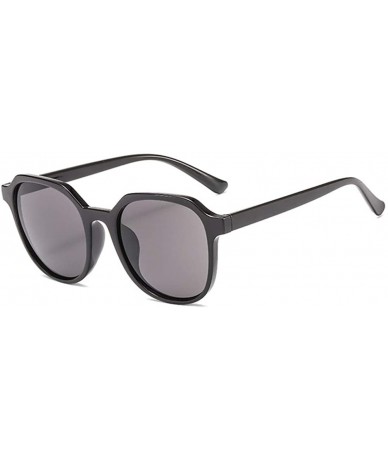 Round Unisex Sunglasses Retro Bright Black Grey Drive Holiday Round Non-Polarized UV400 - CO18RLXWSO6 $17.69