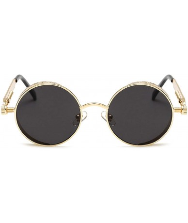 Round Metal Steampunk Sunglasses Men Women Fashion Round Glasses Design Vintage UV400 Eyewear Shades - 2 - CV197A3H7GL $54.50