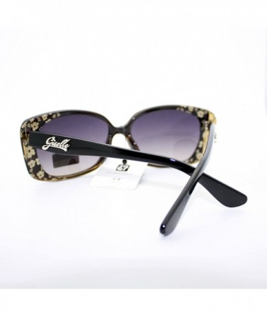 Rectangular Womens Narrow Floral Flower Print Bow Rectangular Thick Plastic Sunglasses - Brown - CP11YMEOO0J $18.88