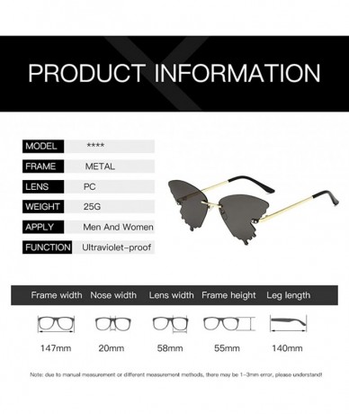 Rectangular Butterfly Shaped Rimless Sunglasses One Piece Gradient Transparent Candy Color Frameless Glasses Tinted Eyewear -...