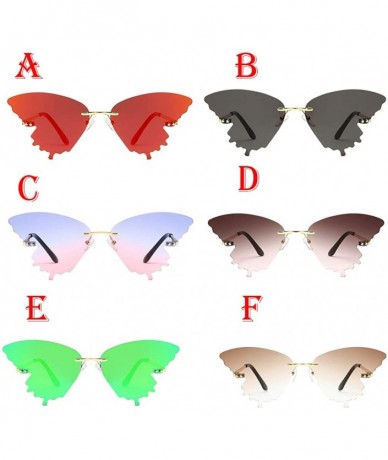 Rectangular Butterfly Shaped Rimless Sunglasses One Piece Gradient Transparent Candy Color Frameless Glasses Tinted Eyewear -...