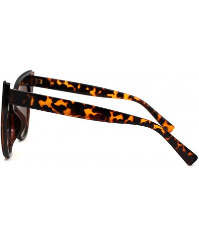 Oversized Womens Oversize Thick Eyebrow Cat Eye Horn Rim Sunglasses - Tortoise Brown - CI18ZRDWMMA $19.15