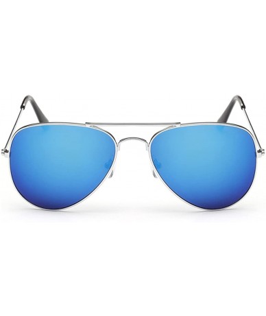 Round Mens Polarized Full Mirrored Aviator Sunglasses - Blue - CT18235LG8T $17.74