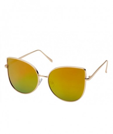 Aviator Women's Aviator Metal Frame Flat Bar Modern Style Sunglasses - Gold Frame Orange Lens - C312LZUVN79 $26.30