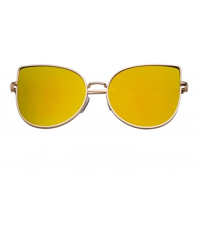 Aviator Women's Aviator Metal Frame Flat Bar Modern Style Sunglasses - Gold Frame Orange Lens - C312LZUVN79 $26.30