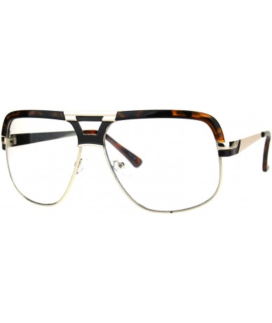 Square Mens Clear Lens Glasses Flat Top Square Designer Fashion Eyeglasses - Tortoise Gold - C3187Q4UQG4 $19.56