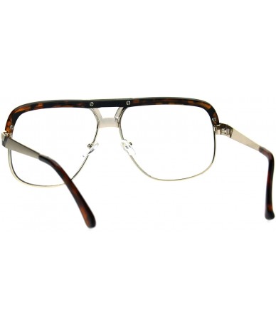 Square Mens Clear Lens Glasses Flat Top Square Designer Fashion Eyeglasses - Tortoise Gold - C3187Q4UQG4 $19.56