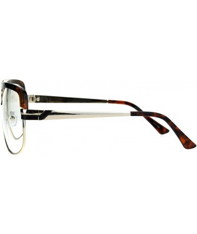 Square Mens Clear Lens Glasses Flat Top Square Designer Fashion Eyeglasses - Tortoise Gold - C3187Q4UQG4 $19.56