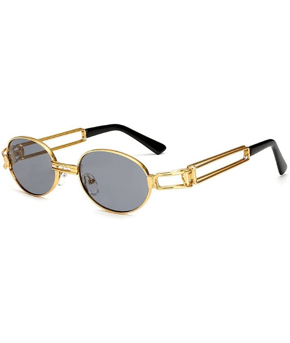 Oval Vintage Designer Fashion Sunglasses Oval Frame UV Protection - Gold-gray - CC12NA2ZREX $24.13