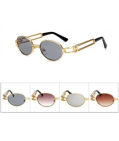 Oval Vintage Designer Fashion Sunglasses Oval Frame UV Protection - Gold-gray - CC12NA2ZREX $24.13