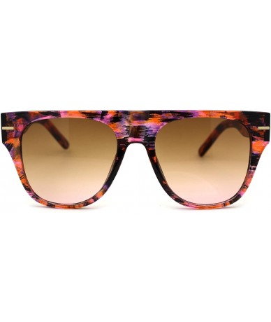 Oversized Luxury Mobster Flat Top Horn Rim Plastic Retro Sunglasses - Pink Tortoise Brown - C818YN0SNGZ $24.34