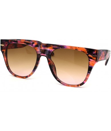 Oversized Luxury Mobster Flat Top Horn Rim Plastic Retro Sunglasses - Pink Tortoise Brown - C818YN0SNGZ $24.34