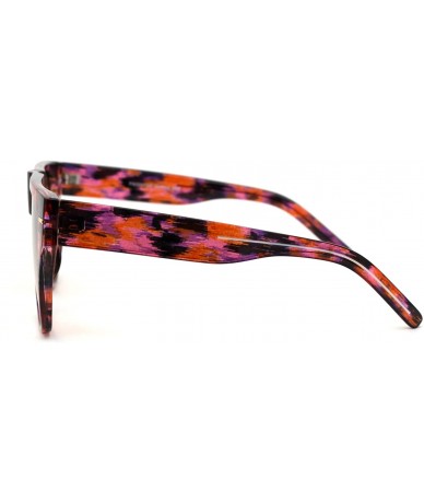 Oversized Luxury Mobster Flat Top Horn Rim Plastic Retro Sunglasses - Pink Tortoise Brown - C818YN0SNGZ $24.34