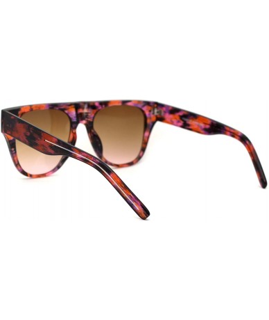 Oversized Luxury Mobster Flat Top Horn Rim Plastic Retro Sunglasses - Pink Tortoise Brown - C818YN0SNGZ $24.34