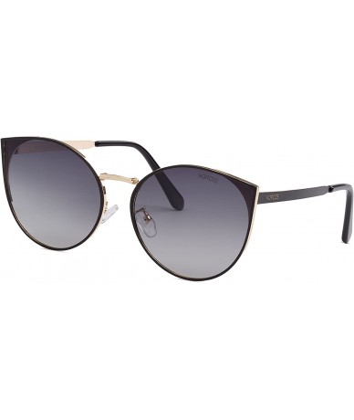 Oval Womens Cat Eye Sunglasses Polarised Summer Shades - Black - Black - CZ18EON0DIT $62.01