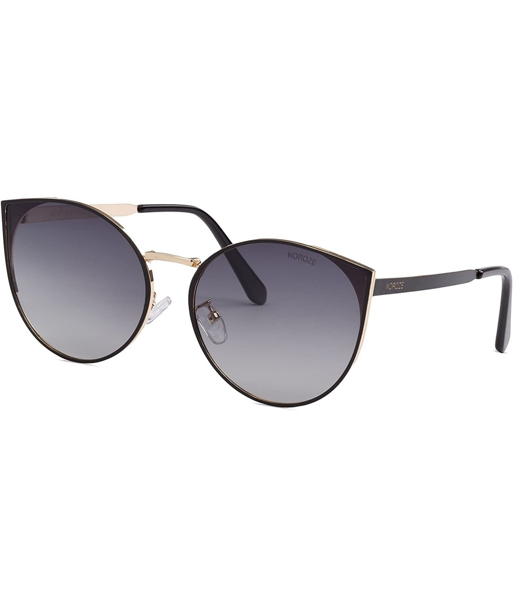 Oval Womens Cat Eye Sunglasses Polarised Summer Shades - Black - Black - CZ18EON0DIT $62.01