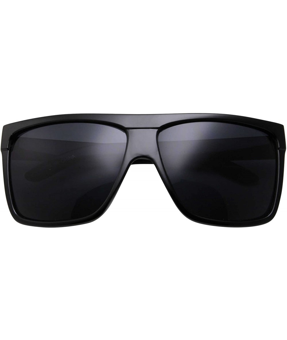 Aviator All Black Limo Dark Rectangular Flat Top Mob Oversized Sunglasses - Black - CE12D5Y3FA5 $18.86