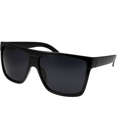 Aviator All Black Limo Dark Rectangular Flat Top Mob Oversized Sunglasses - Black - CE12D5Y3FA5 $18.86