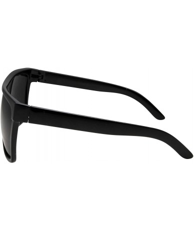 Aviator All Black Limo Dark Rectangular Flat Top Mob Oversized Sunglasses - Black - CE12D5Y3FA5 $18.86