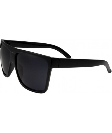 Aviator All Black Limo Dark Rectangular Flat Top Mob Oversized Sunglasses - Black - CE12D5Y3FA5 $18.86