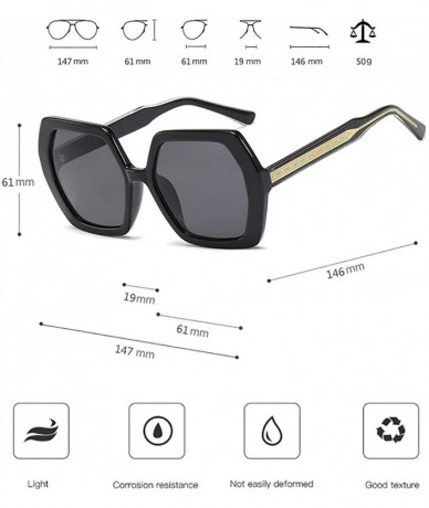 Rectangular Hexagonal Polarized Sunglasses-Owersized Retro Shade Glasses-Sturdy Metal Frame - A - CH190EEC00Q $61.47