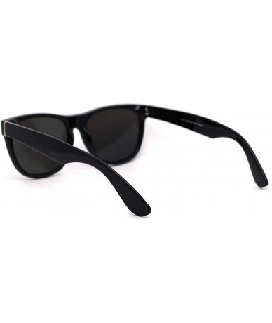 Rectangular Hipster Color Mirror Lens Plastic Horn Rim Sunglasses - Black Blue Mirror - C51956O5NQ8 $23.44