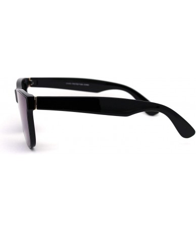 Rectangular Hipster Color Mirror Lens Plastic Horn Rim Sunglasses - Black Blue Mirror - C51956O5NQ8 $23.44