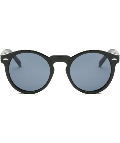 Round Women Retro Vintage Circle Round Fashion Designer Sunglasses - Black - C518I6TEZHH $18.37