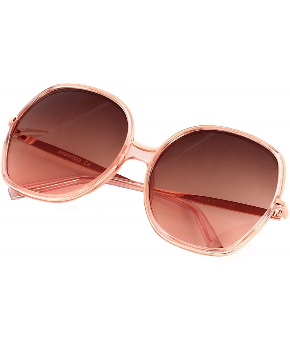 Square Oversized Sunglasses Big Large Women Square Wide Black Brown Retro Trendy Pink - Pink - CV18QKHK90N $24.33