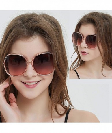 Square Oversized Sunglasses Big Large Women Square Wide Black Brown Retro Trendy Pink - Pink - CV18QKHK90N $24.33