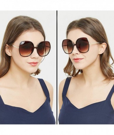 Square Oversized Sunglasses Big Large Women Square Wide Black Brown Retro Trendy Pink - Pink - CV18QKHK90N $24.33