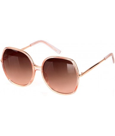 Square Oversized Sunglasses Big Large Women Square Wide Black Brown Retro Trendy Pink - Pink - CV18QKHK90N $24.33