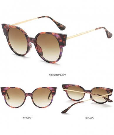 Round Vintage Cat Sunglasses Women Black Retro Brand Round Sun Glasses Female Eyewear Shades UV400 - Flower - CE1948OQDEG $25.23